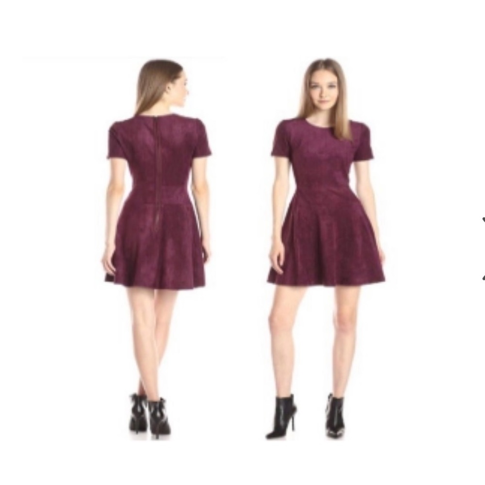 BCBG MaxAzria Darra Faux Suede Dress in Bordeaux
